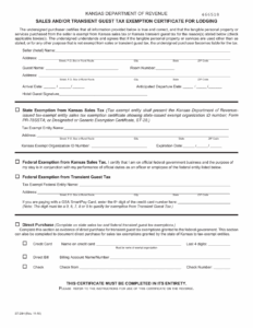 Kansas Sales Tax Exemption Certificate Reta Blackburn