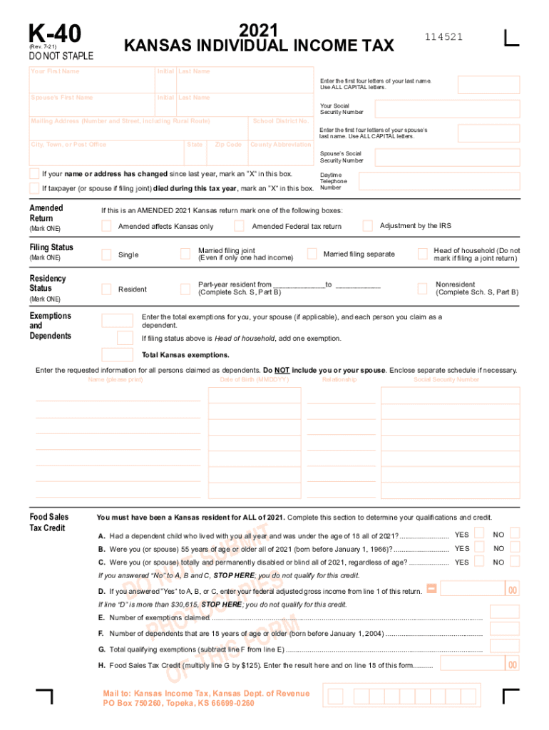 Kansas Tax 2021 2025 Form Fill Out And Sign Printable PDF Template 