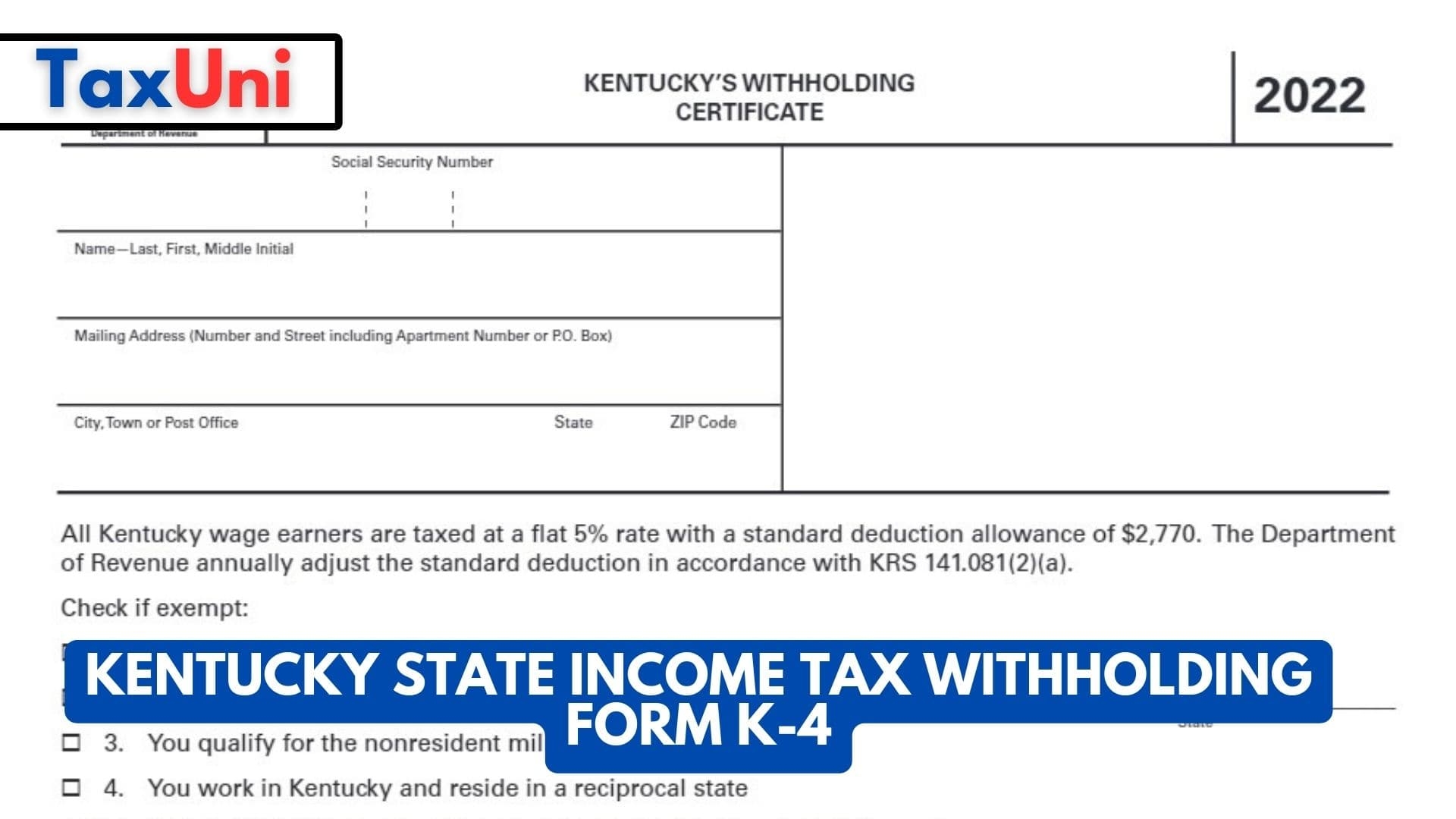 Kentucky State Income Tax Withholding Form K 4 2024 2025