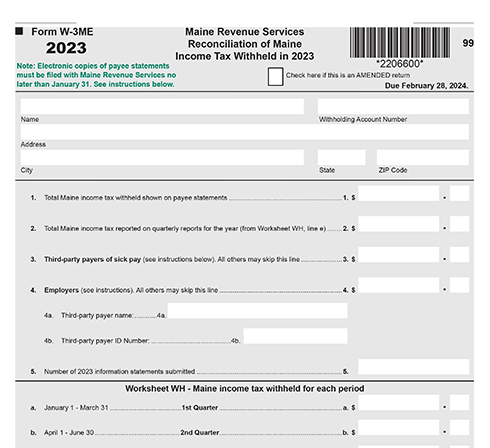 Maine W 2 Form And W 3ME Filing Requirements For 2024