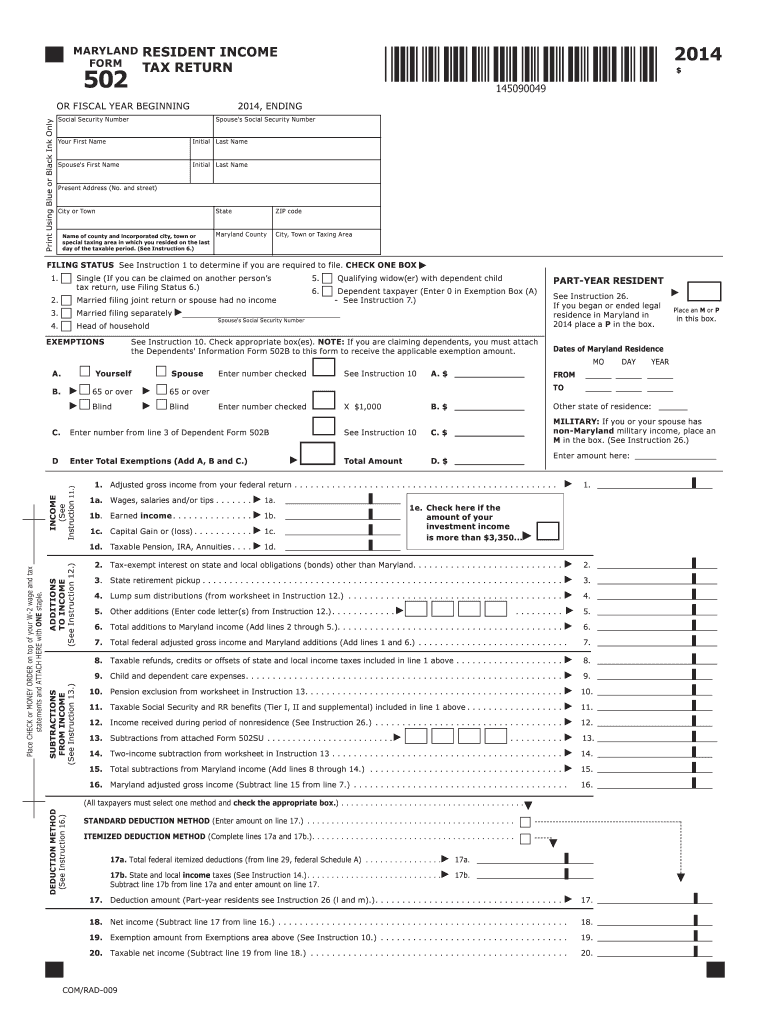 Maryland Form 502 Fill Out And Sign Printable PDF Template AirSlate 