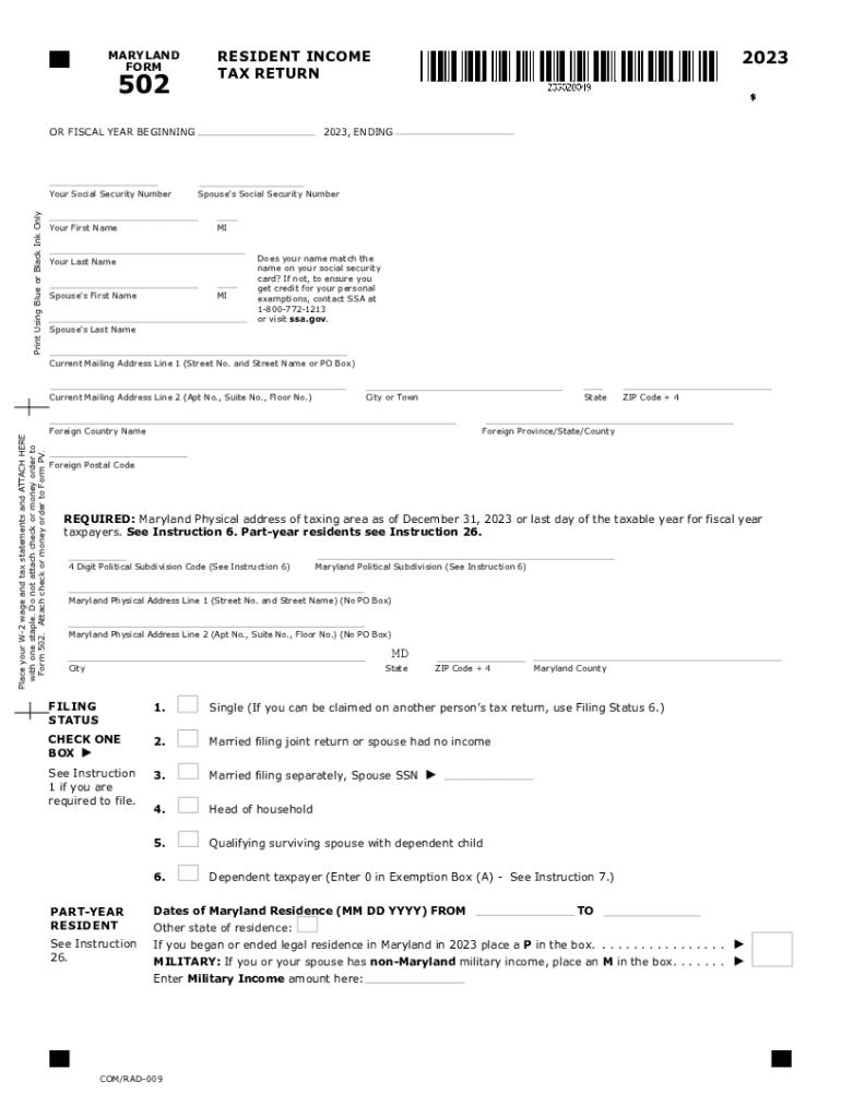Maryland Form 502 Instructions 2023 Fill Out Sign Online DocHub