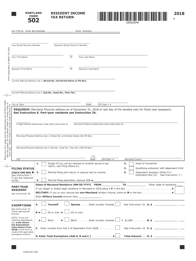 Maryland State Tax S 2018 2025 Form Fill Out And Sign Printable PDF 