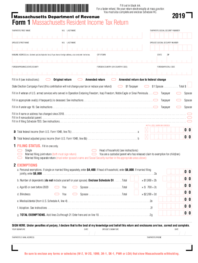 Massachusetts Tax S 2019 2024 Form Fill Out And Sign Printable PDF 