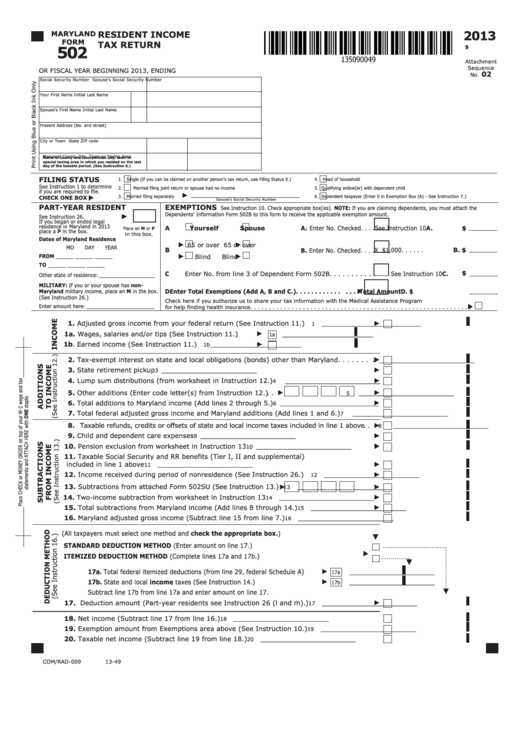 Md 502 Fillable Form Printable Forms Free Online