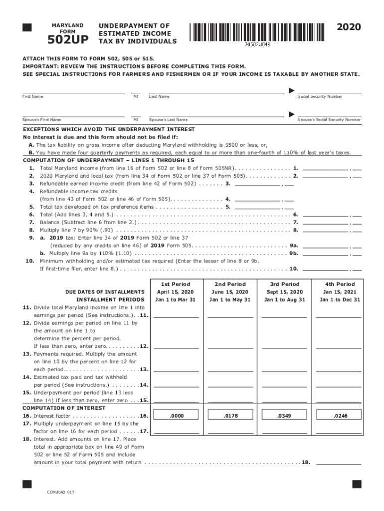 MD 502UP 2020 2021 Fill Out Tax Template Online US Legal Forms