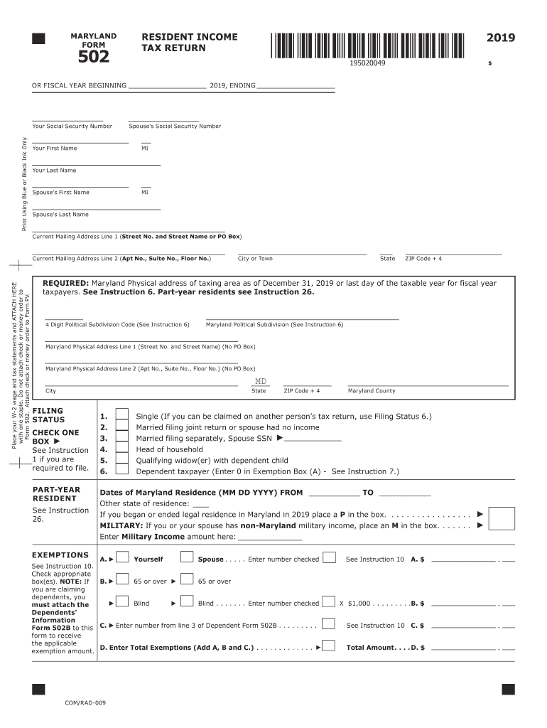 MD Comptroller 502 2019 Fill Out Tax Template Online US Legal Forms