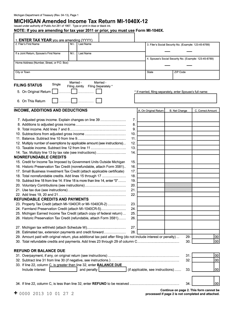 Michigan Income Tax Schedule 1 Printable Forms Free Online