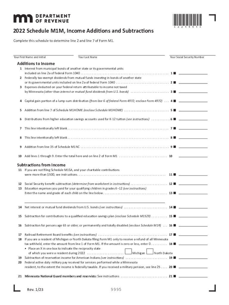 Minnesota Form M1 Instructions 2022 Fill Out Sign Online DocHub
