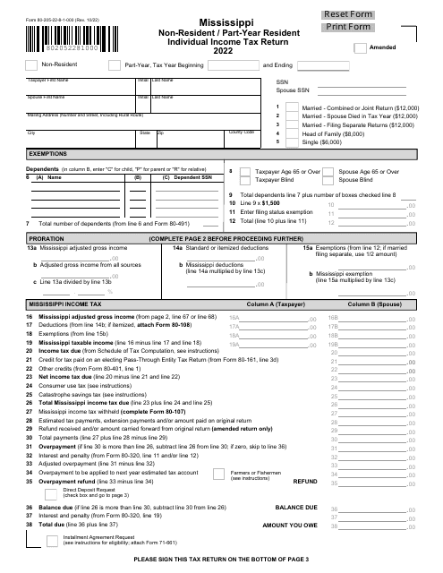 Mississippi Tax Forms And Templates PDF Download Fill And Print For 