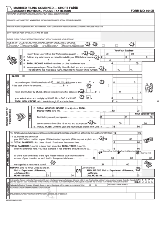 Mo 1040 Printable Form Mo 1040 Printable Form