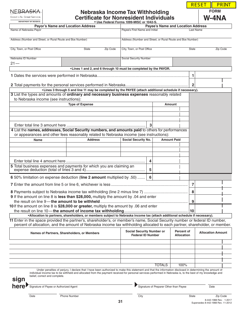 Nebraska Fillable Income Tax Forms Printable Forms Free Online