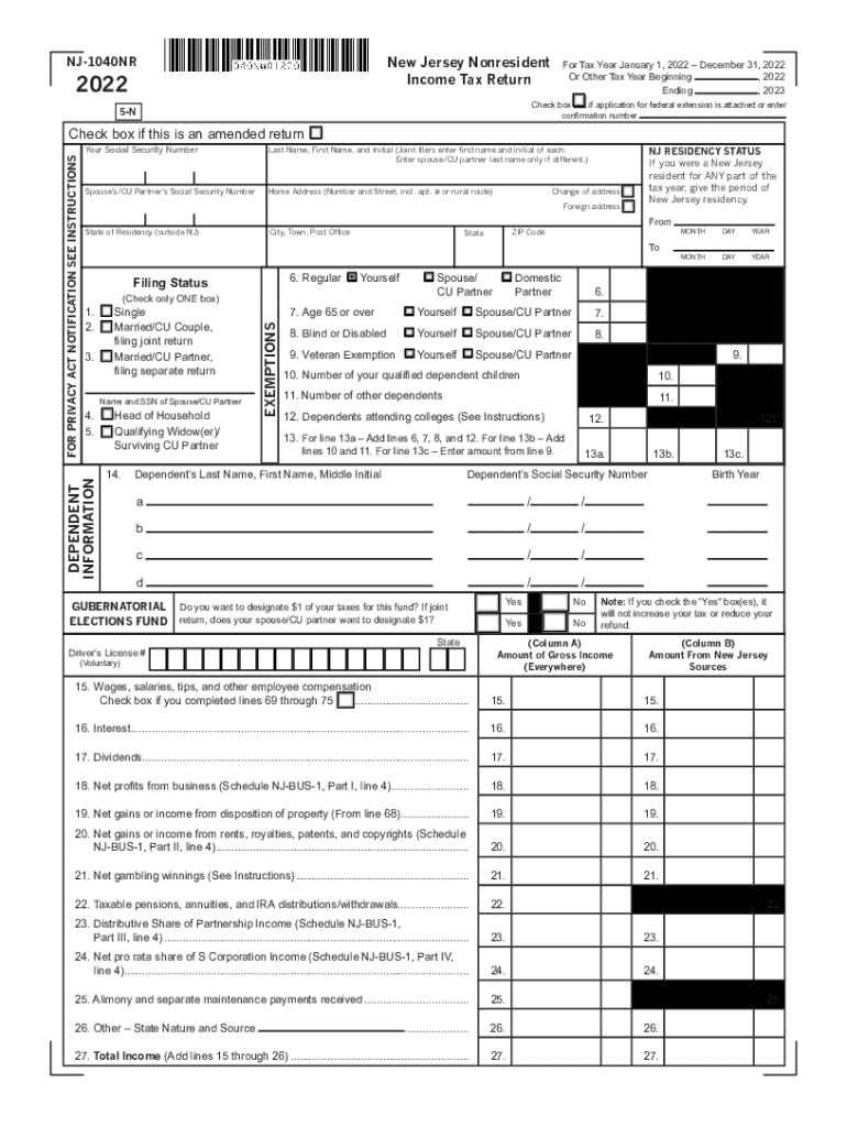 New Jersey State Tax Form 2023 Printable Forms Free Online