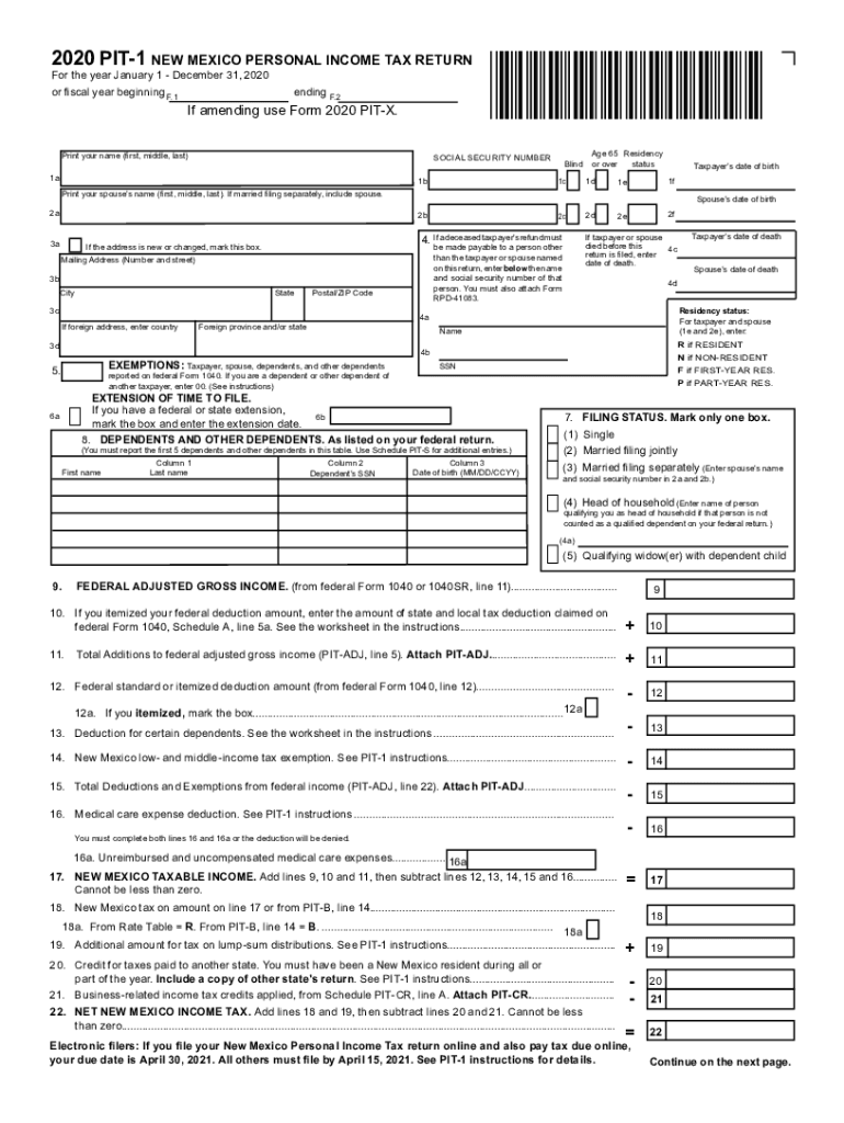 New Mexico State Tax Form 2023 Printable Forms Free Online