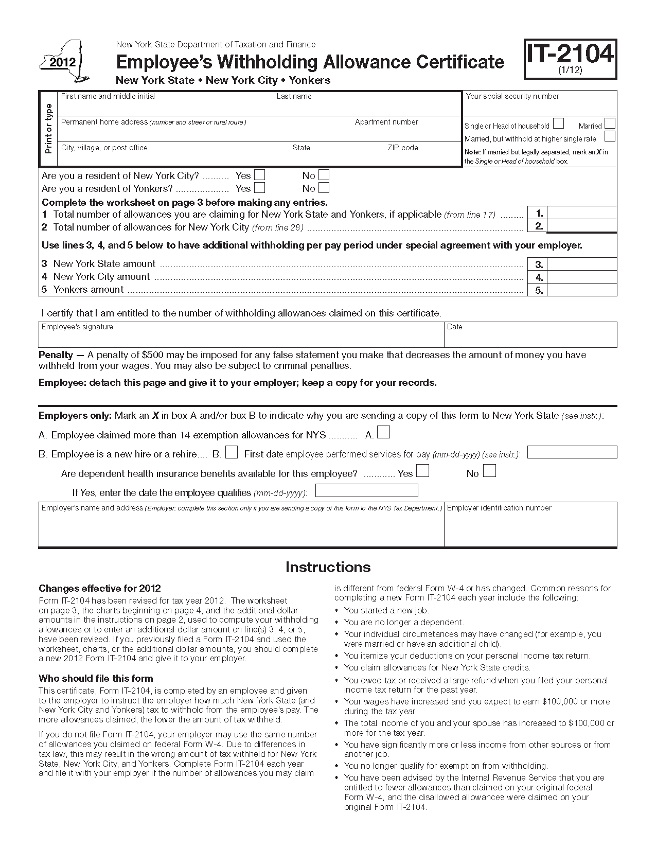 New York State Income Tax Withholding Form 2022 WithholdingForm