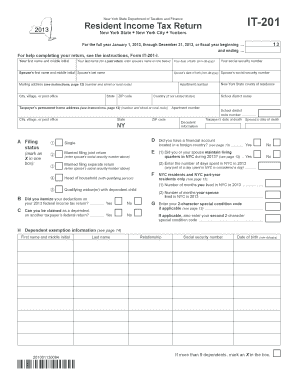 NEW YORK STATE RESIDENT Tax Information Form IT 201 ISSO Isso 