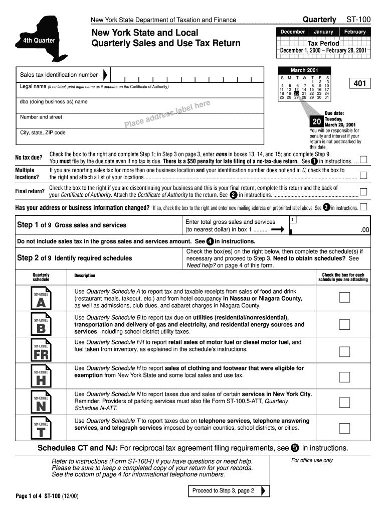 New York State Sales Tax Form St 100 Dec 12 Feb 13 Fill Out And Sign 