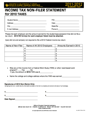 Non Tax Filer Statement Fill Online Printable Fillable Blank 