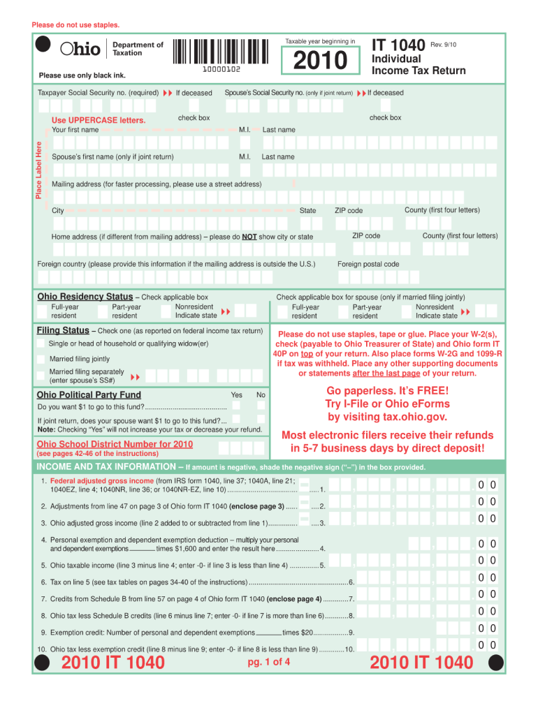 Ohio State Income Tax Form It 1040 Fill Out Sign Online DocHub
