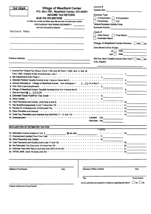Ohio State Income Tax Form Printable Printable Forms Free Online