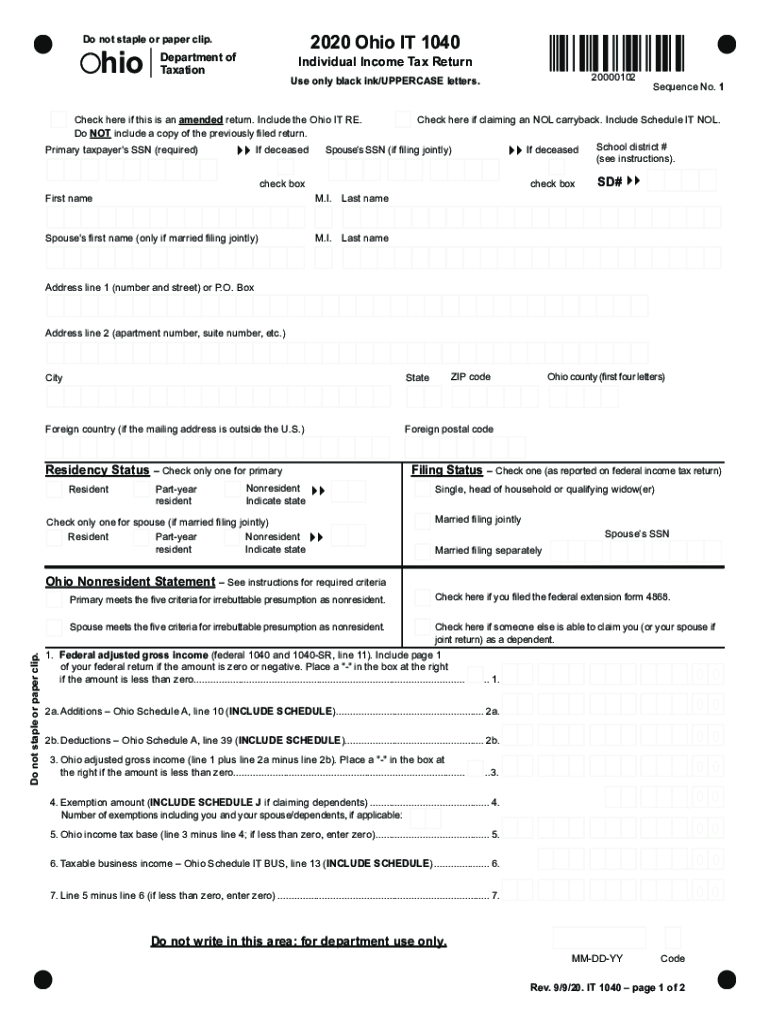 Ohio State Tax S 2020 2025 Form Fill Out And Sign Printable PDF 