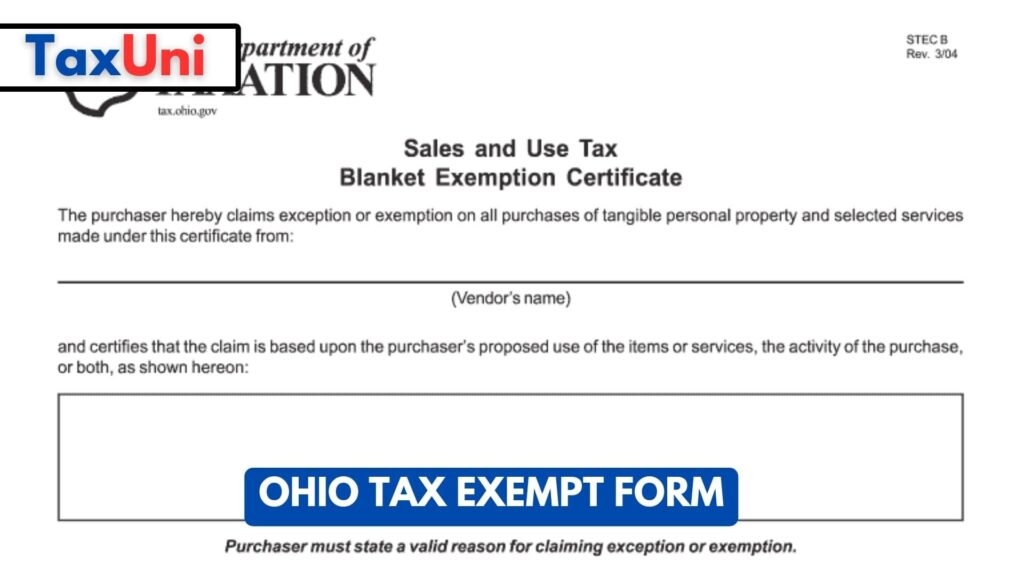 Ohio Tax Exempt Form 2024 2025