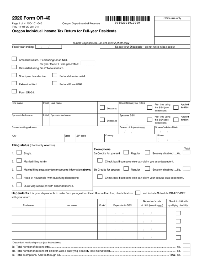 Oregon Form 40 Fill Out Sign Online DocHub