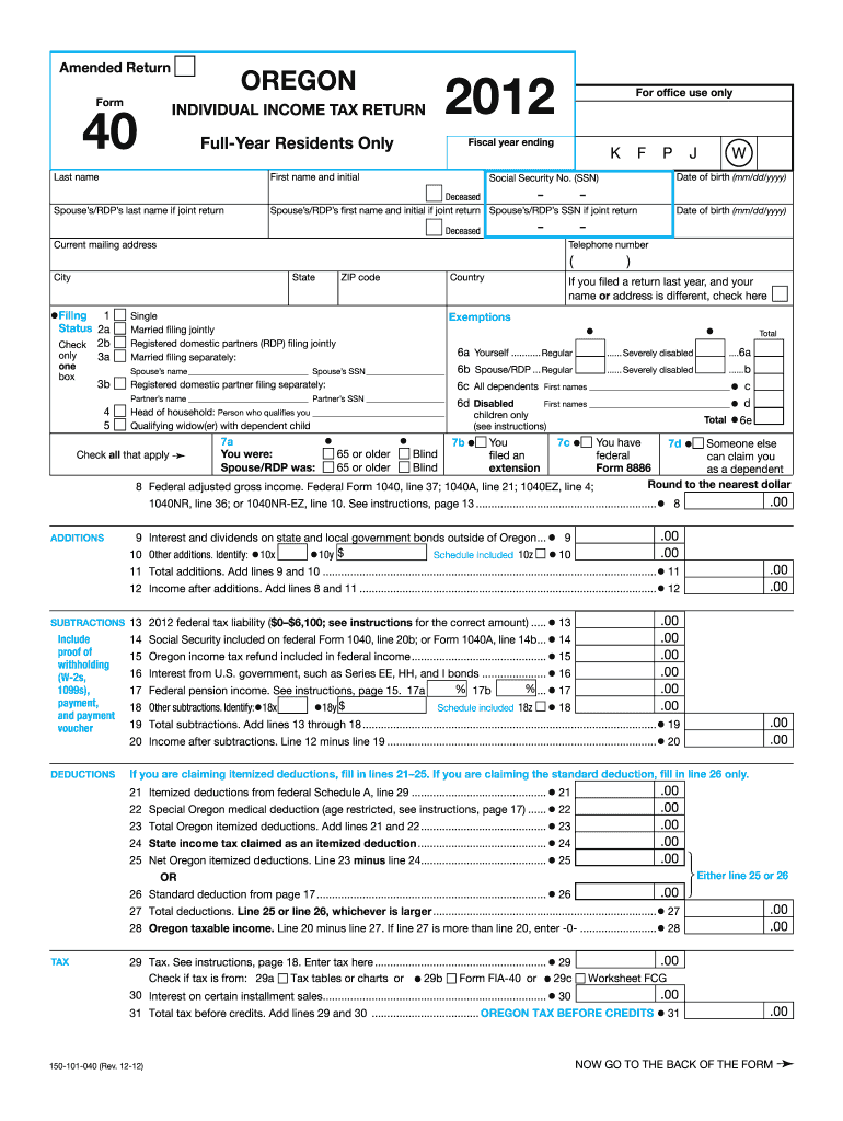 Oregon State Tax Form 2023 Printable Forms Free Online