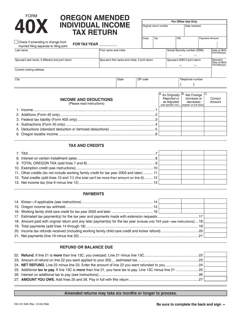 Oregon State Tax Forms Printable Printable Forms Free Online