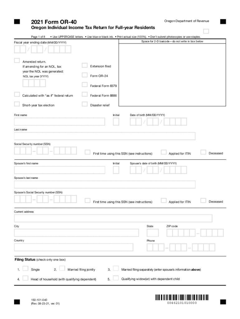Oregon Tax 2021 2025 Form Fill Out And Sign Printable PDF Template 