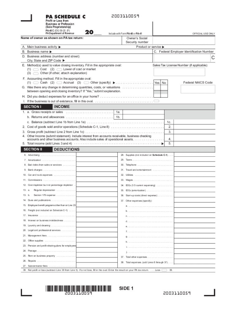 PA PA 40 C 2020 Fill Out Tax Template Online US Legal Forms