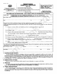 Pa Tax Exempt Form Printable Printable Forms Free Online