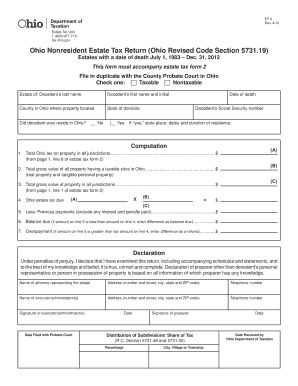 PDF Fill in Ohio Department Of Taxation State Of Ohio Tax Ohio 