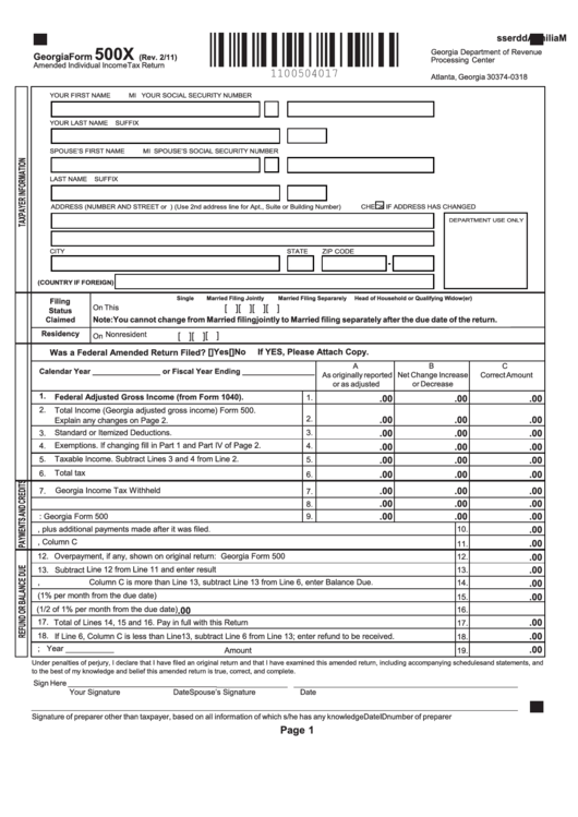 Printable Ga Income Tax Forms Printable Forms Free Online
