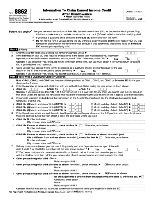 Printable Irs Form 8862 Printable Forms Free Online