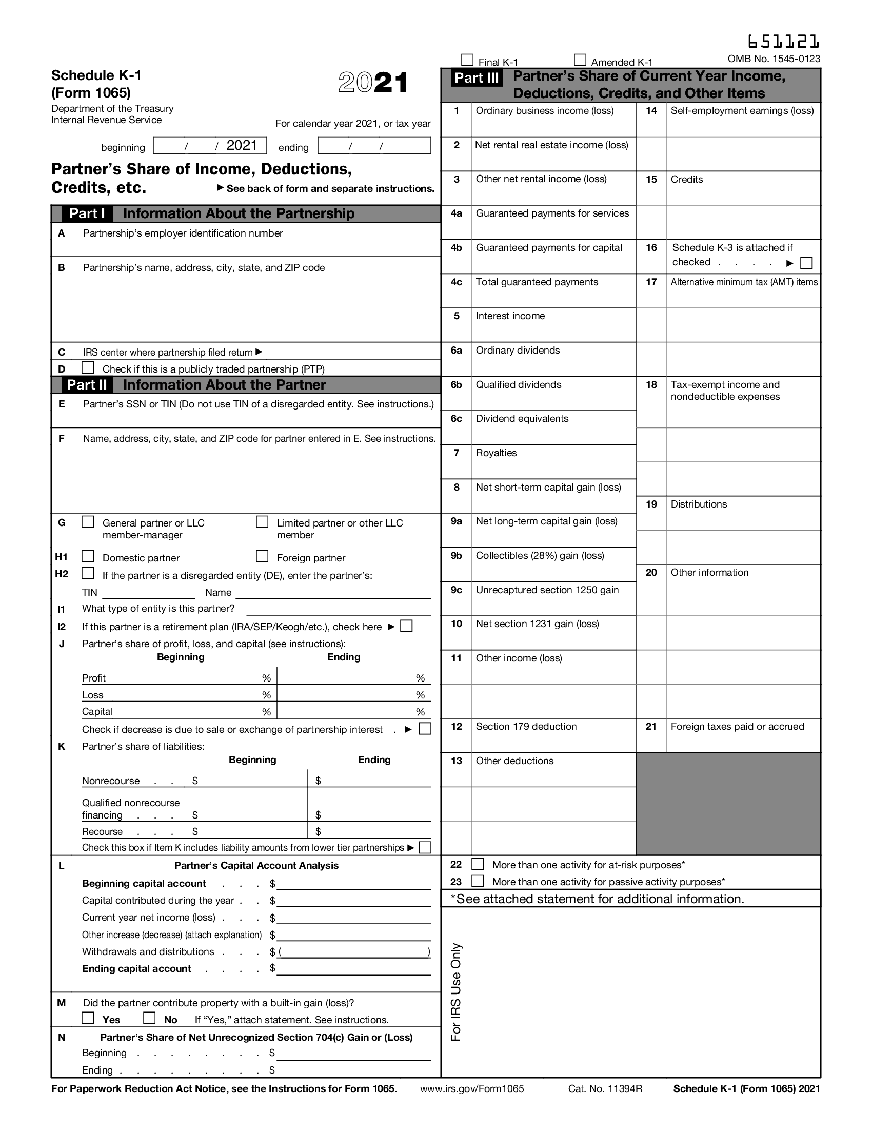 Printable K 1 Form Fillable Form 2025
