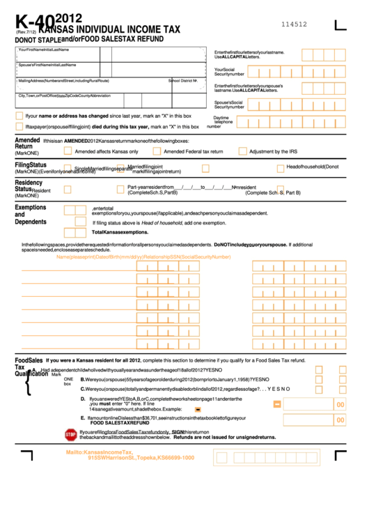 Printable Kansas Income Tax Forms Printable Forms Free Online