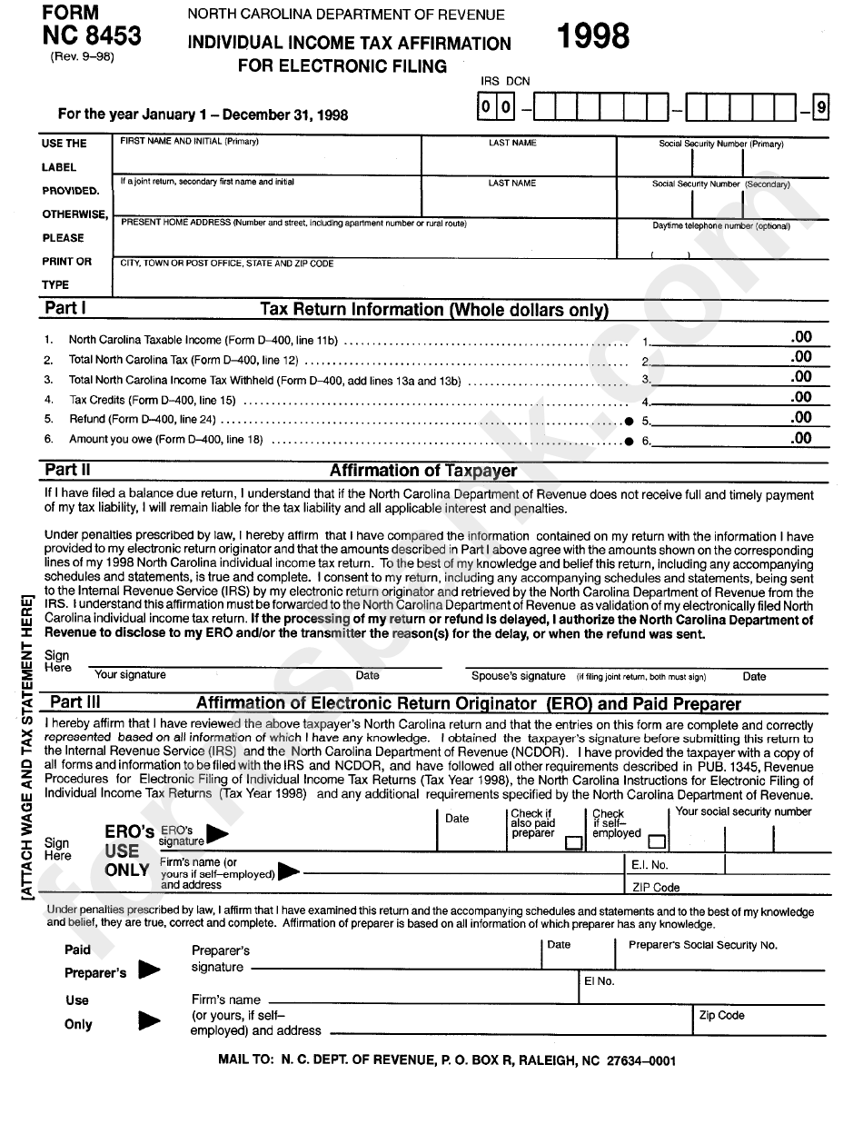 Printable Nc State Income Tax Forms Printable Forms Free Online