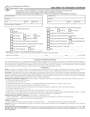 Printable Tax Exempt Form Iowa Fill And Sign Printable Template Online