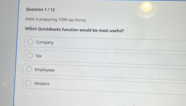 Question 1 12 Katie Is Preparing 1099 Tax StudyX