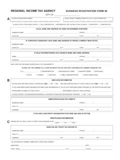 REGIONAL INCOME TAX AGENCY BUSINESS REGISTRATION Regional income 