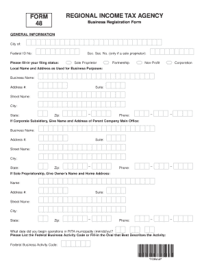 REGIONAL INCOME TAX AGENCY FORM 48 ADP Fill And Sign Printable