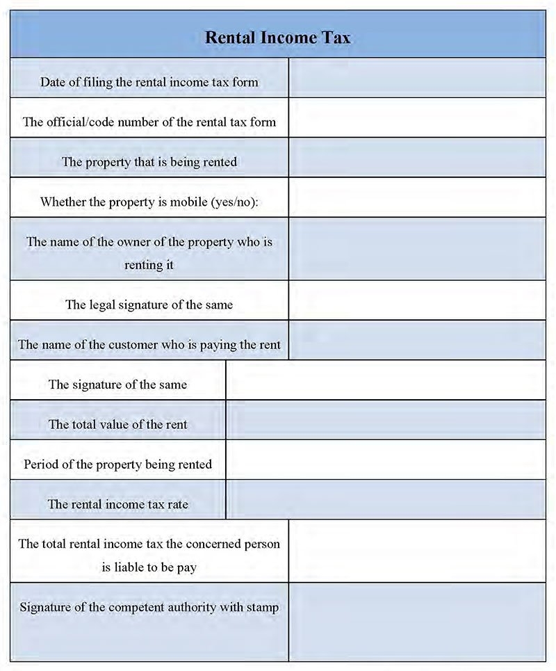 Rental Income Tax Form Editable PDF Forms