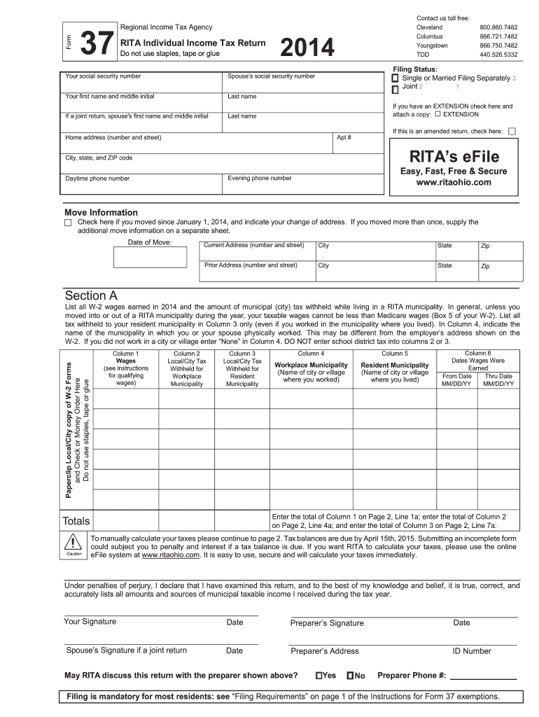 Rita Form 37 Tax Fill Out And Sign Printable PDF Template AirSlate 