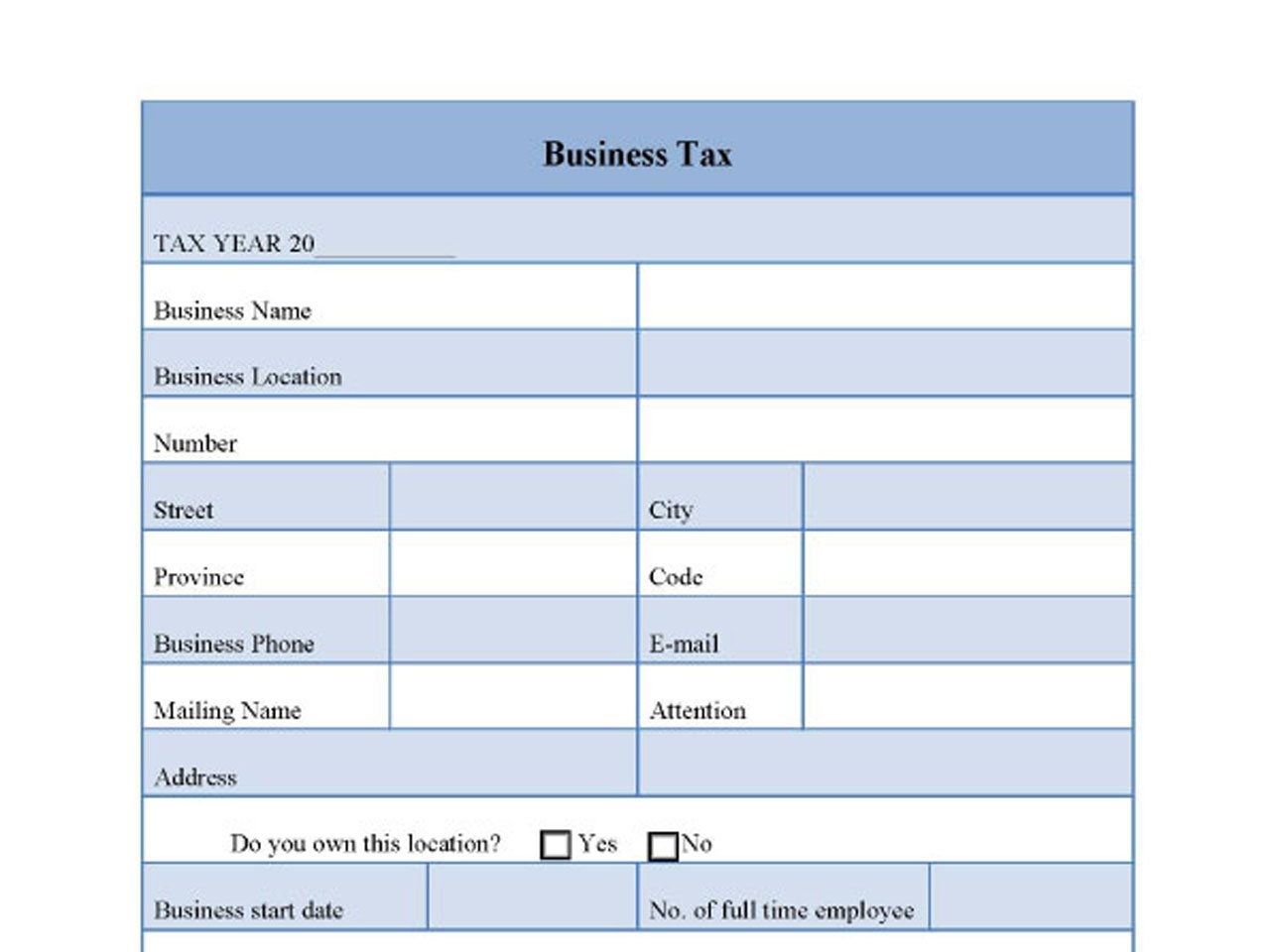 Sample Business Tax Form Editable PDF Forms