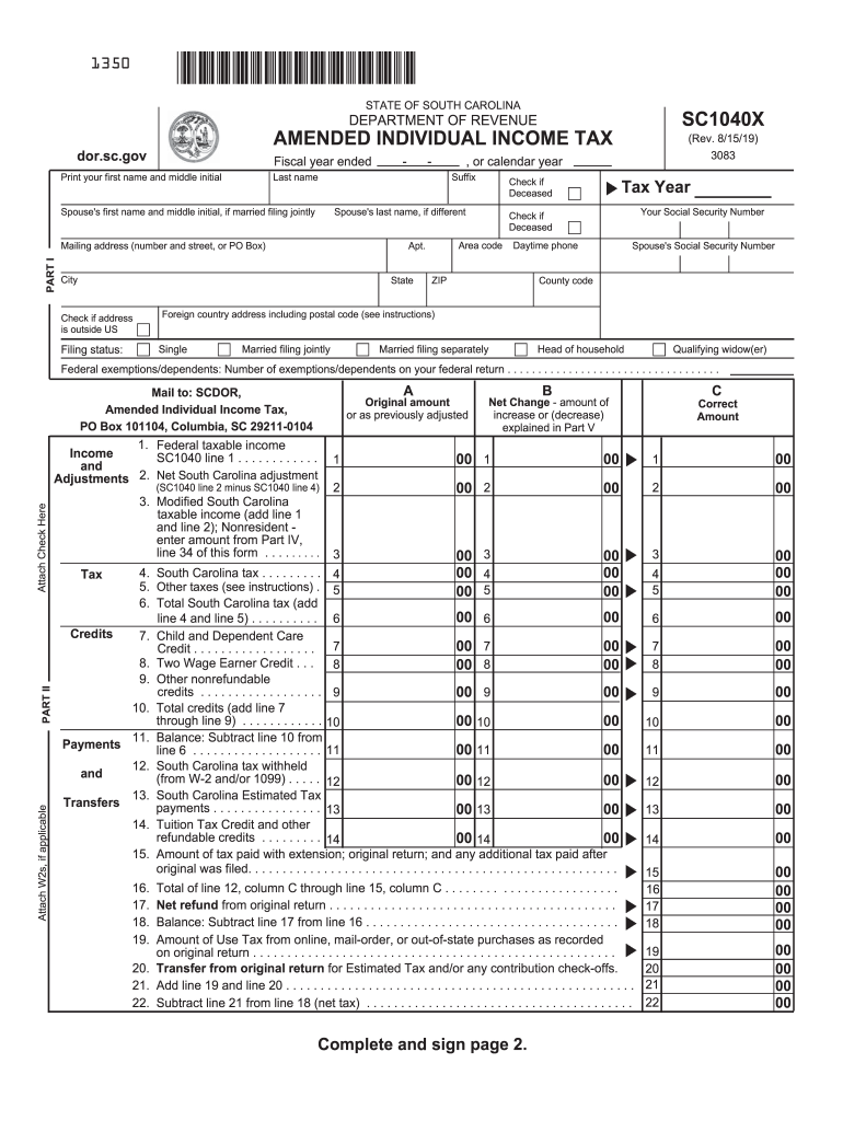 Sc Individal Tax Form Fill Out And Sign Printable Pdf Template Signnow