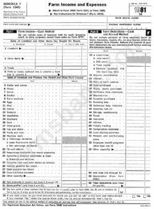Schedule F Form 1040 Farm Income Tax Expenses 1981 Printable Pdf