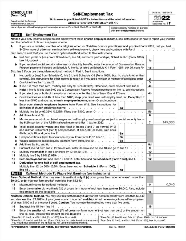 Schedule SE Filing Instructions For The Self Employment Tax Form