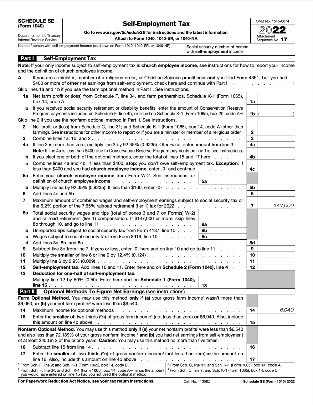 Schedule SE Filing Instructions For The Self Employment Tax Form