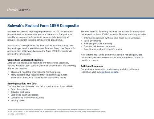 Schwab 39 s Revised Form 1099 Composite Charles Schwab